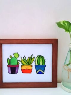 تابلو ویترای طرح کاکتوس