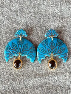 گوشواره دستساز آبی مرجانی