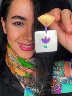 گوشواره نقاشی شده طرح گل