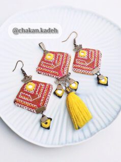 ست گوشواره و گردنبند سوزن دوزی