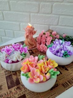 شمع شات پودرسنگی با گل زعفران