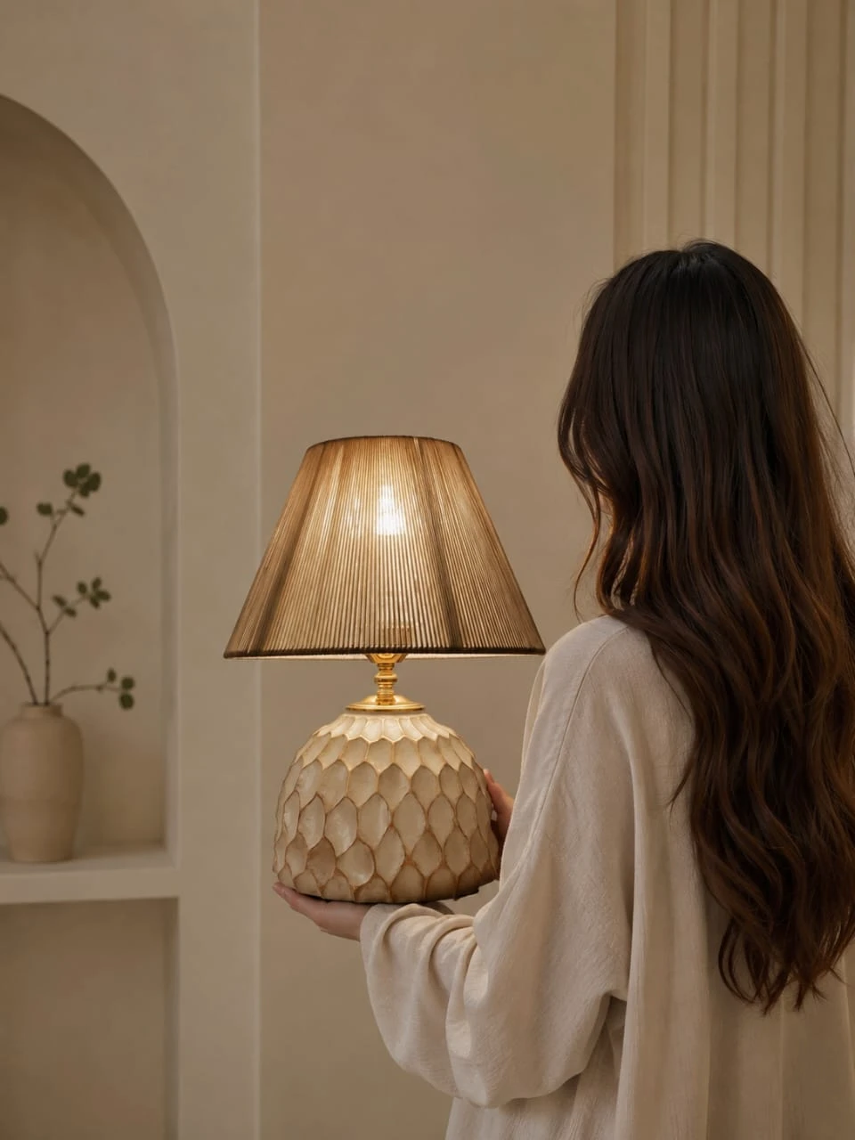 آباژور پایه سفالی رومیزی