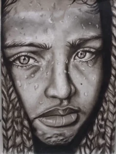 نقاشی سیاه قلم چهره کودک