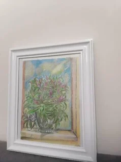 تابلو نقاشی گلدان در پنجره