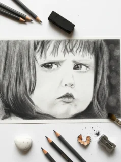 تابلوی سیاه قلم طرح کودک