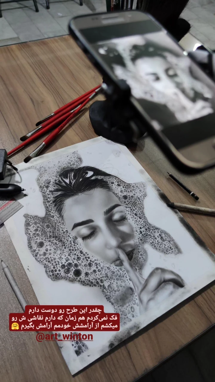 تابلو نقاشی چهره حبابی سیاه قلم, ما گالری تابلو نقاشی چهره حبابی سیاه قلم - تصویر 3