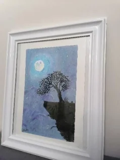 تابلو نقاشی صخره و مهتاب