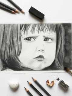 تابلوی سیاه قلم طرح کودک