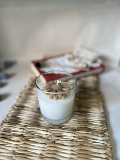 شمع شیشه ای گل بابونه