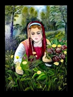 تابلوی نقاشی دختر گلچین