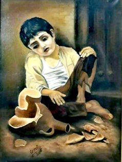 تابلو رنگ روغن کودک یتیم